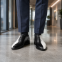 Pantofi Oxford bărbați alb-negru din piele naturală pentru ceremonie DONATOAN